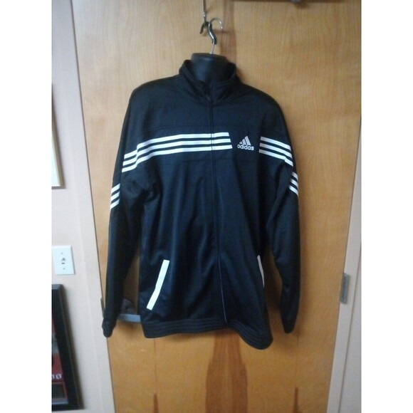 Adidas Track Jacket Black White Stripes Men's 2XT Light Weight - Picture 1 of 4